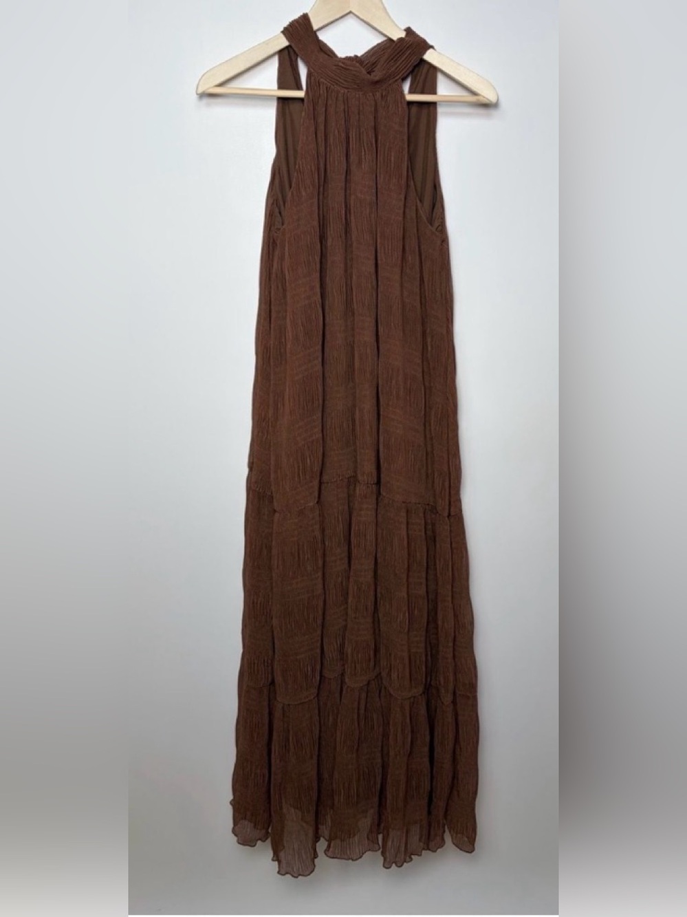 House of Harlow nwt brown chiffon halter maxi dress ethereal wedding small
